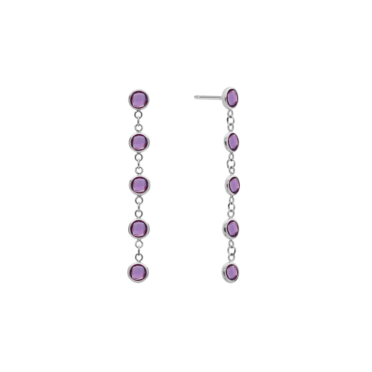 1.25 TCW Round Amethyst Lab Made Diamond- February Birthstone Dangle 5
