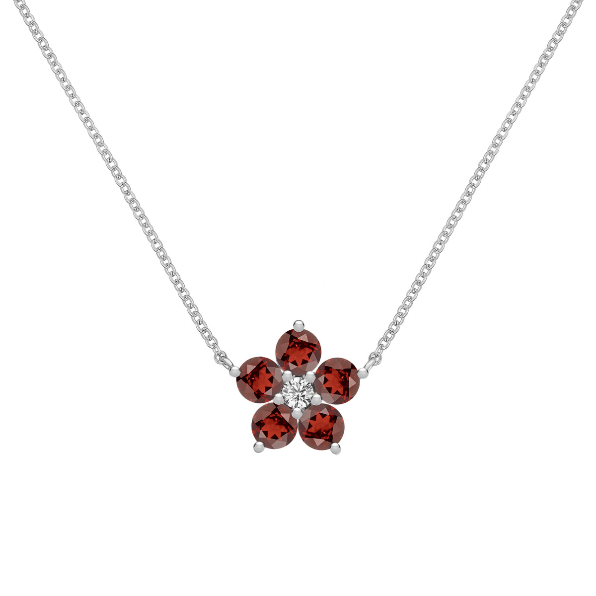 1.45 TCW Round Garnet Lab Made Diamond- January Birthstone Necklace 7