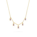 0.70 TCW Baguette Amethyst Lab Made Diamond- February Birthstone Dainty Necklace 4