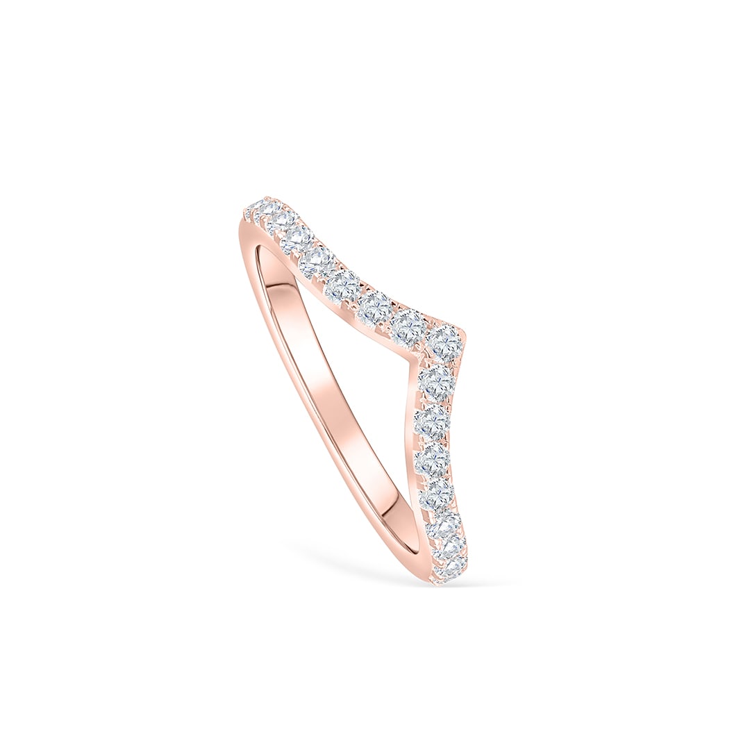 Stunning 0.3 TCW Round Moissanite Stone Curved Wedding Band 2