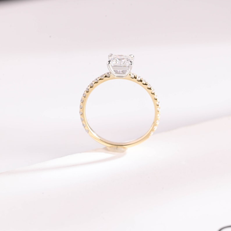 Stunning 0.5 - 1.5 CT Princess Moissanite Engagement Ring with Pave Design 9