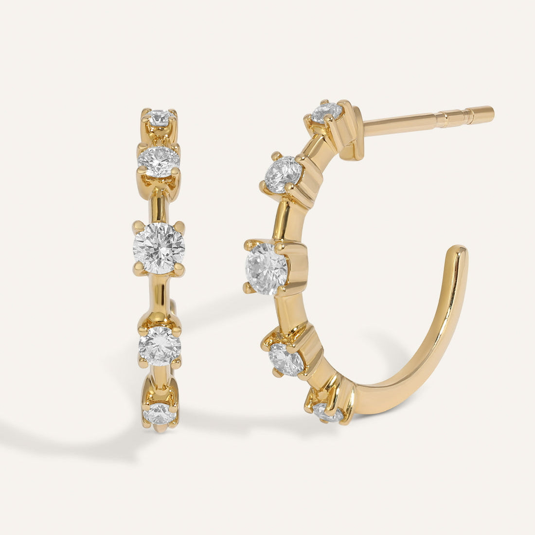 Classic 0.30 TCW Round Cut Moissanite Dainty Huggies Earrings in Gold 1
