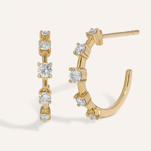 Classic 0.30 TCW Round Cut Moissanite Dainty Huggies Earrings in Gold