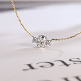1.0 TCW Oval Moissanite Diamond Three Stone Pendant Necklace in Solid Gold 2
