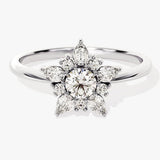 Stunning 0.25 CT Round Moissanite Engagement Ring with Floral Design 3