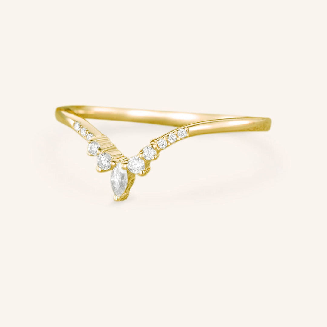 Stunning 0.3 TCW Round & Marquise Moissanite Stones Curved Wedding Band 2
