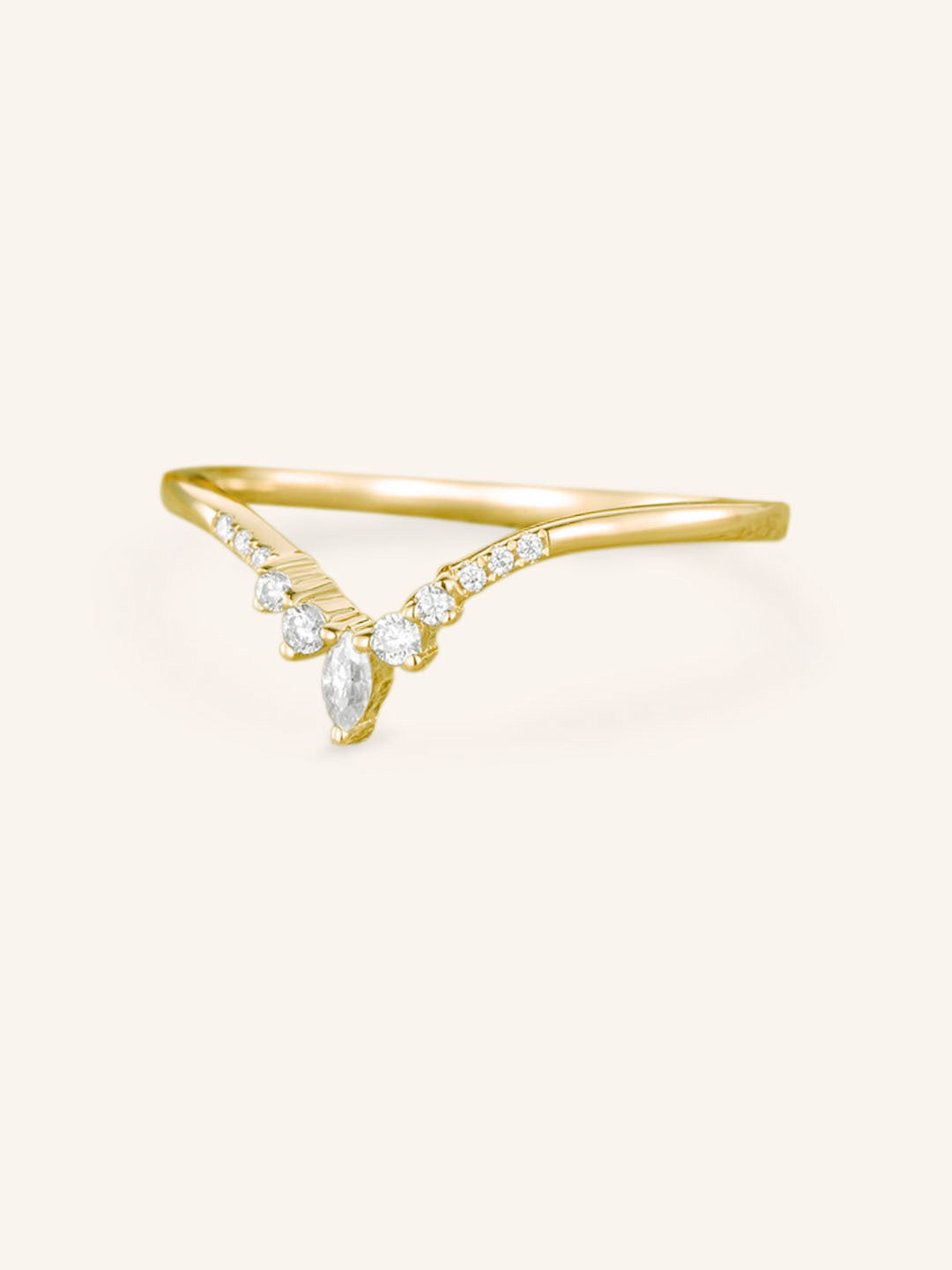Stunning 0.3 TCW Round & Marquise Moissanite Stones Curved Wedding Band 2