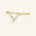 Stunning 0.3 TCW Round & Marquise Moissanite Stones Curved Wedding Band 2