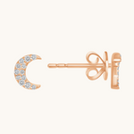 0.30 TCW Round Cut Moissanite Moon Stud Earrings in Gold 3