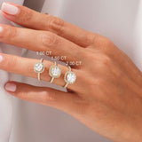 Stunning 1.0-2.0 CT Cushion Moissanite Engagement Ring with Halo & Pave Design 6