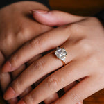 Stunning 1.0 - 2.0 CT Emerald Moissanite Engagement Ring with Three Stone Design 2
