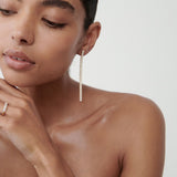 9.0 TCW Round Cut Lab Grown Tennis Drop Earrings