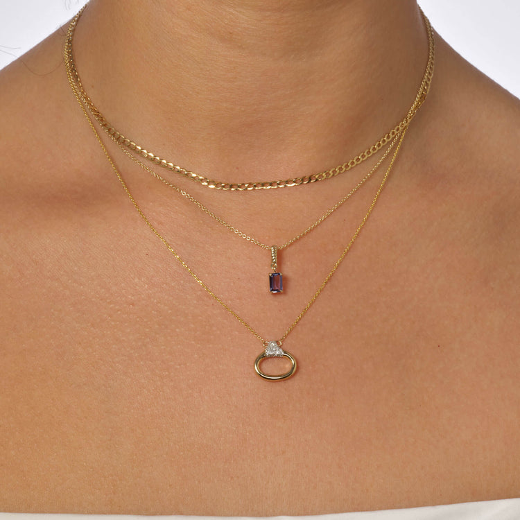 0.20 CT Round Moissanite Diamond Horsebit Pendant Necklace in Solid Gold 6
