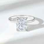 Stunning 3.0 CT Radiant Moissanite Engagement Ring with Hidden Halo Design 5