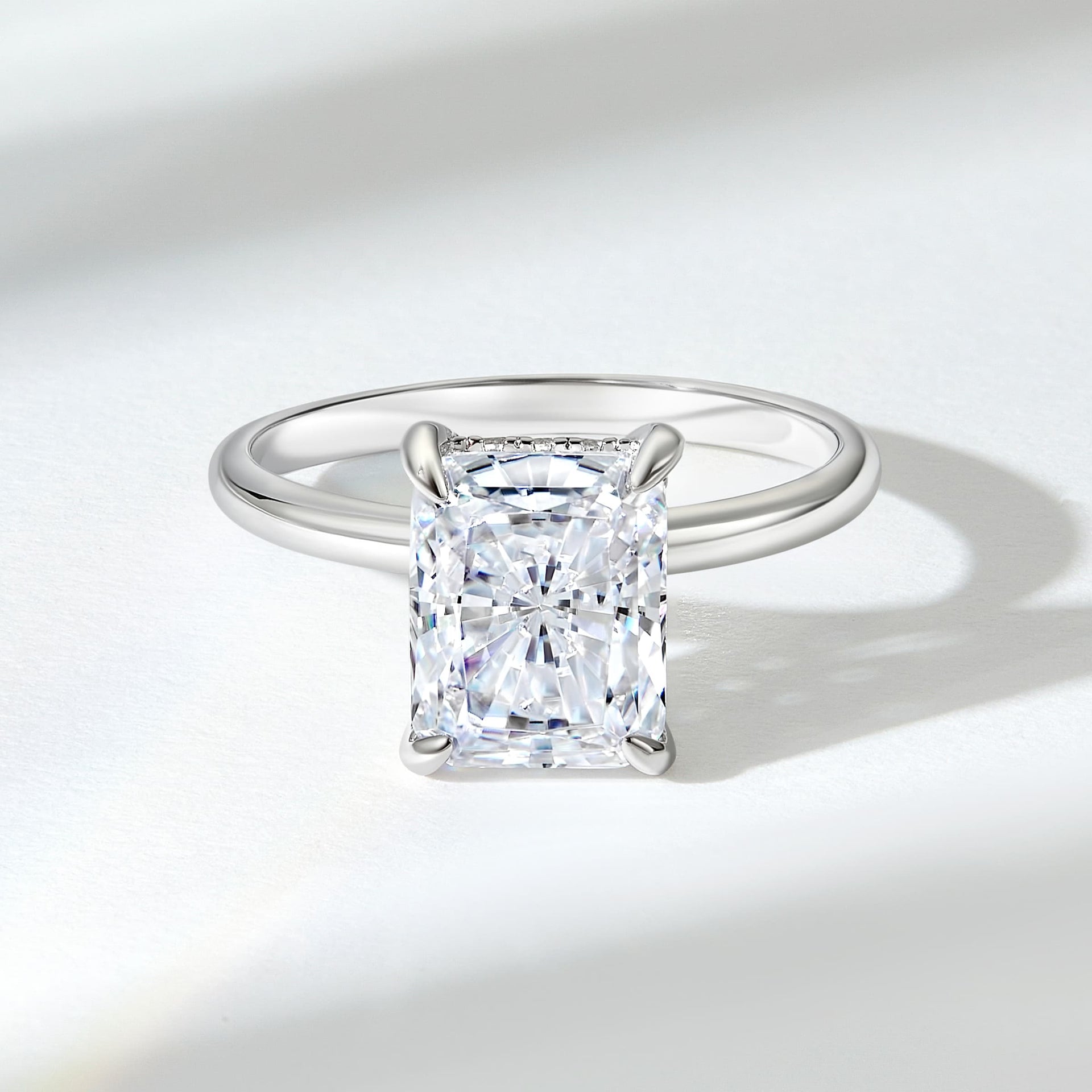 Stunning 3.0 CT Radiant Moissanite Engagement Ring with Hidden Halo Design 5