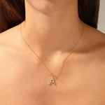 0.20 CT Round Moissanite Diamond Letter Pendant Necklace in Solid Gold 5