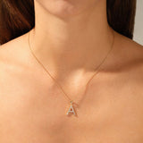 0.20 CT Round Moissanite Diamond Letter Pendant Necklace in Solid Gold 5