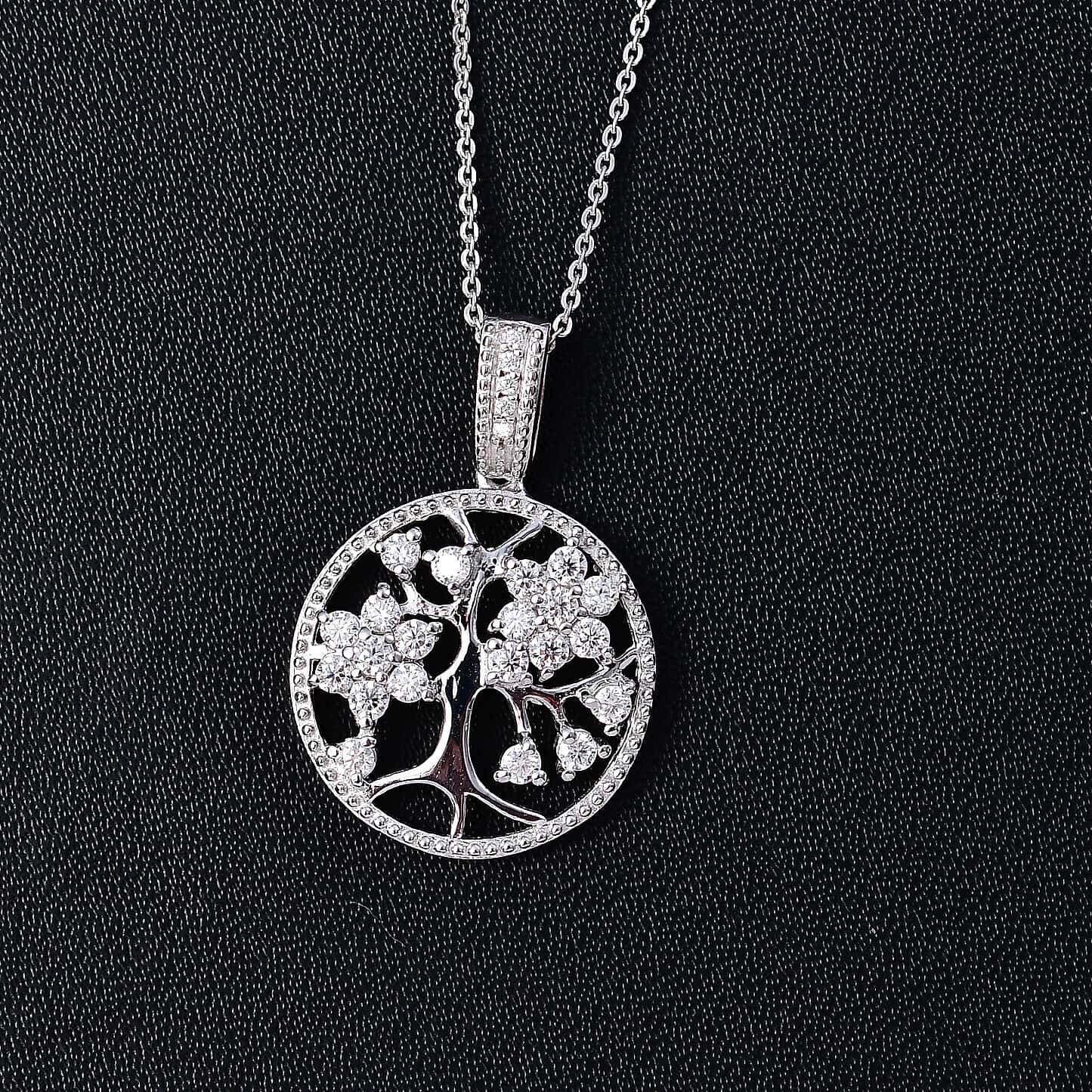 Round Cut Cubic Zirconia in 925 Sterling Silver Necklace 3