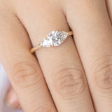 Stunning 1 CT Round Moissanite Engagement Ring With Three Stone Design 6