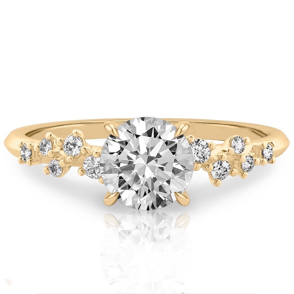 Stunning 1.0- 2.0 CT Round Moissanite Engagement Ring with Cluster Design 1