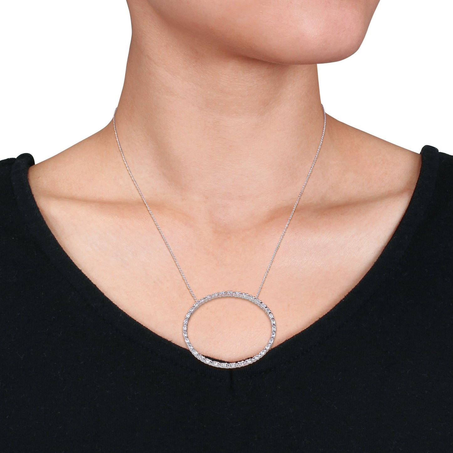 Round Cut Cubic Zirconia in 925 Sterling Silver Necklace 12
