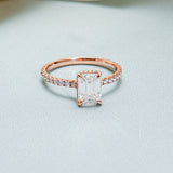Stunning 1.0 - 2.0 CT Emerald Moissanite Engagement Ring With Hidden Halo Design 5