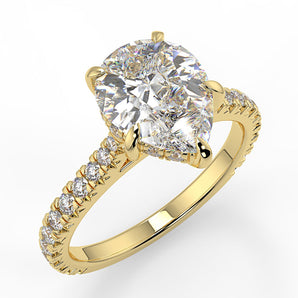 Stunning 0.81 CT Pear Moissanite Engagement Ring with Hidden Halo & Pave Design