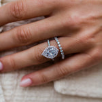Pear Cut Halo Style Cubic Zirconia in 925 Sterling Silver Ring 5