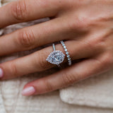 Pear Cut Halo Style Cubic Zirconia in 925 Sterling Silver Ring 5