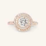 Stunning 1.0 CT Round Moissanite Engagement Ring with Double Halo & Pave Design 3