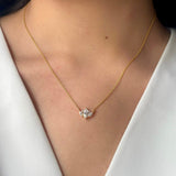 1.0 TCW Marquise Moissanite Diamond Cluster Pendant Necklace in Solid Gold 1