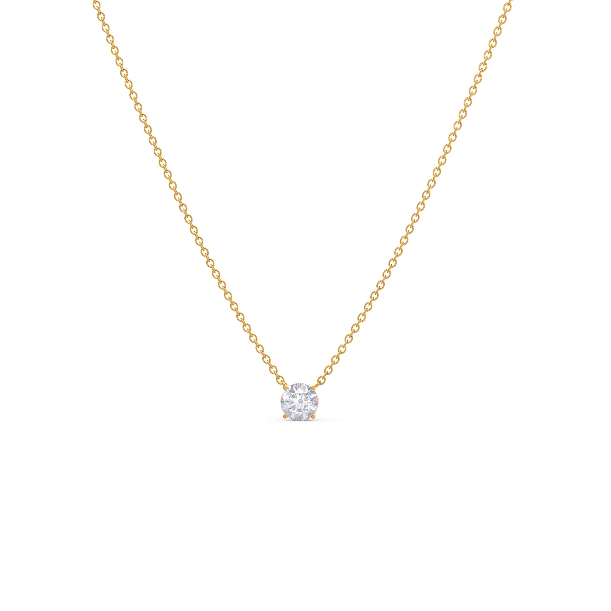 1.0 CT Round Shape Moissanite Diamond Solitaire Pendant Necklace in Solid Gold 3