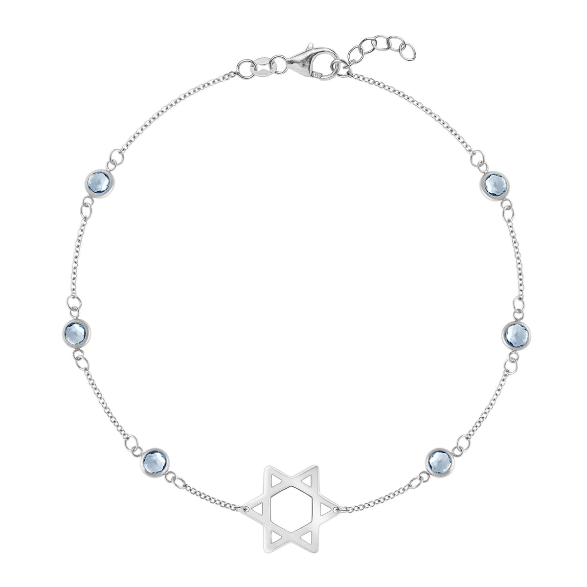 1.50 TCW Round Aquamarine Lab Made Diamond- March Birthstone Star Bracelet 4
