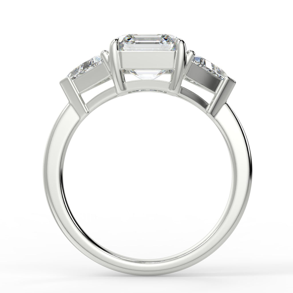 Stunning 2.0 CT Asscher Moissanite Engagement Ring with Three Stone Design 6