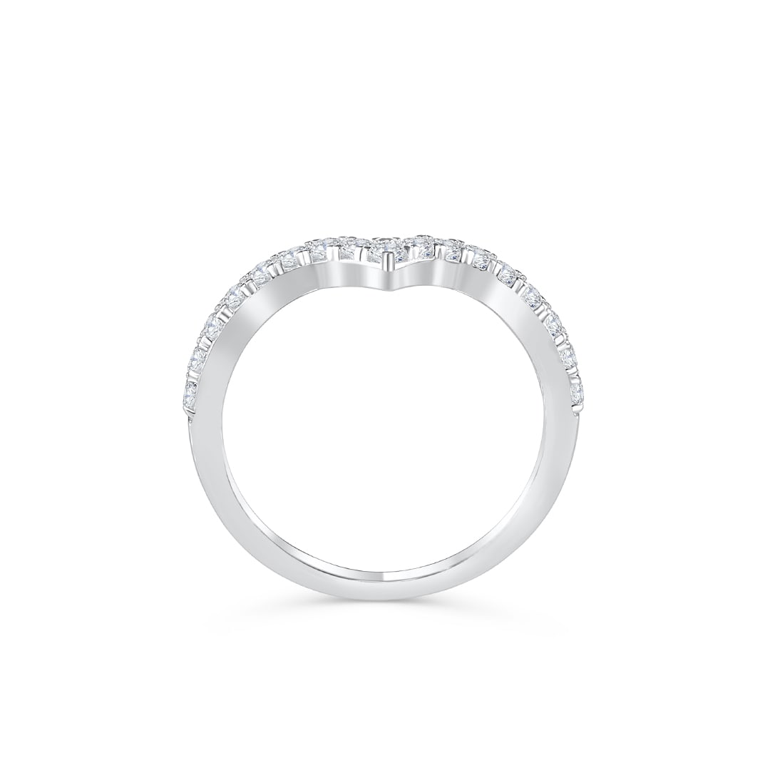 Stunning 0.2 TCW  Round Moissanite Stones in Curved Wedding Bands 3