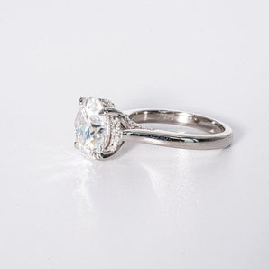 Stunning 2.25 CT Round Moissanite Engagement Ring with Hidden Halo Design