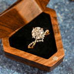Stunning 3.0 CT Round Moissanite Engagement Ring with V-Unique Design 1