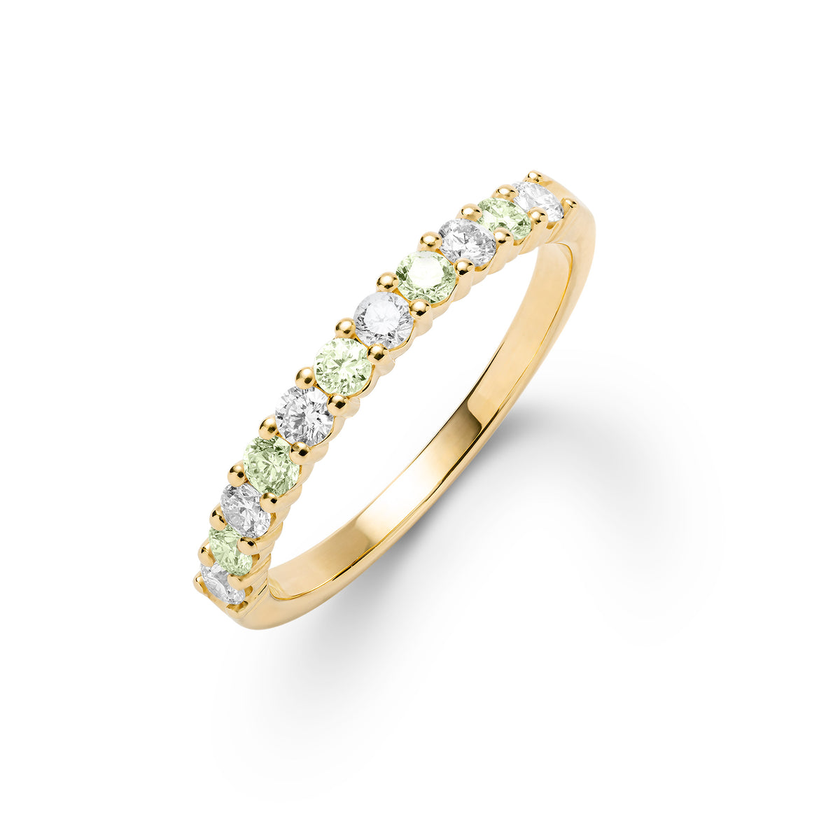 0.33 TCW Round Peridot Lab Made Diamond- August Birthstone Wedding Band 1