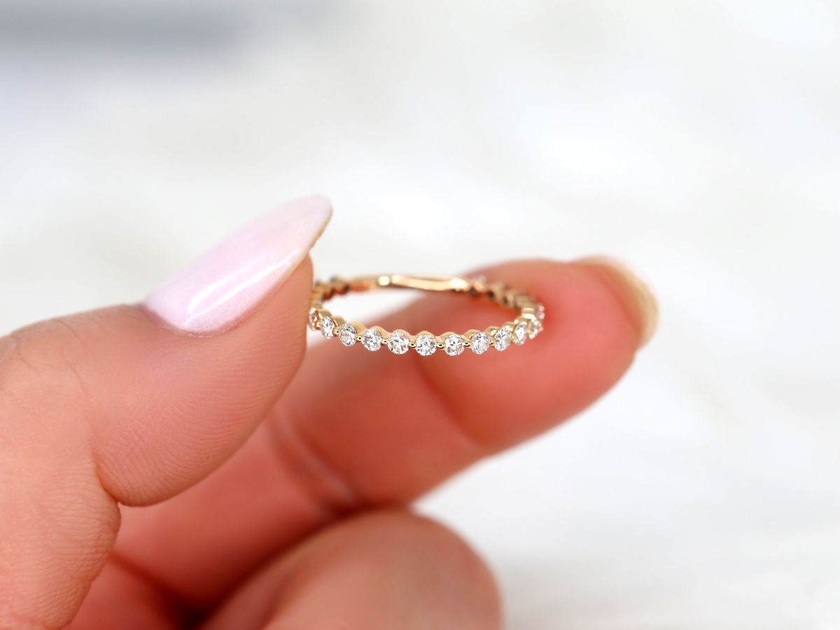Stunning 0.55 TCW Round Moissanite Stones Half Eternity Wedding Band 3