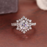 Stunning 2.0 CT Round Moissanite Engagement Ring with Halo & Pave Design 5