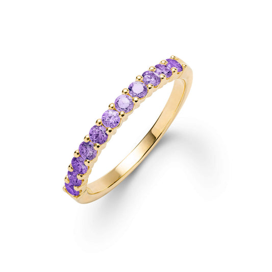 1.32 TCW Round Amethyst Lab Made Diamond- February Birthstone Wedding Band 1