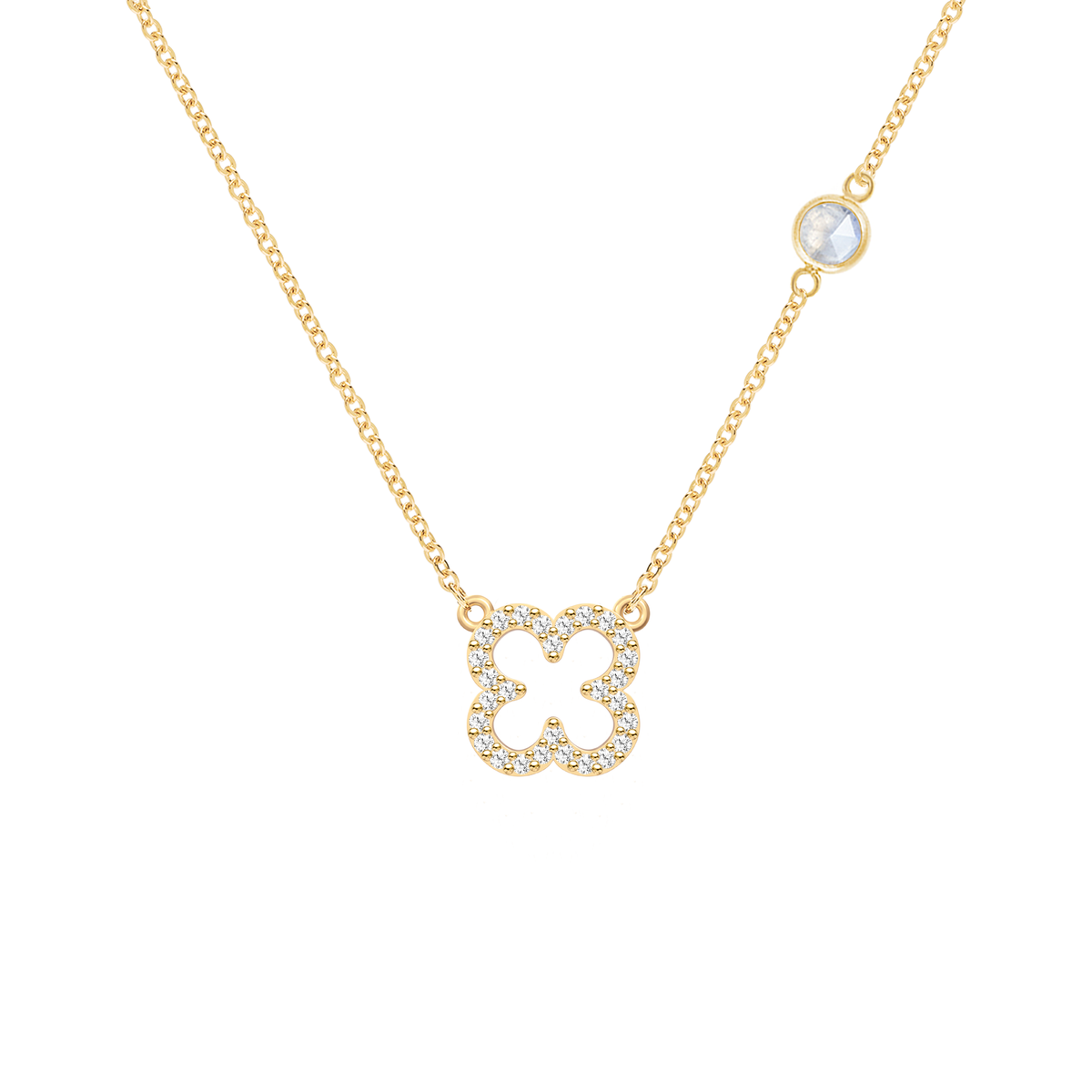 0.25 CT Round Emerald Lab Made Diamond-June Birthstone Floral Necklace 1