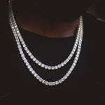 40 CT Round Moissanite Diamond Tennis Silver Necklace For Him 6