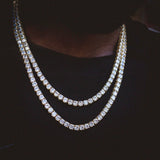 40 CT Round Moissanite Diamond Tennis Silver Necklace For Him 6