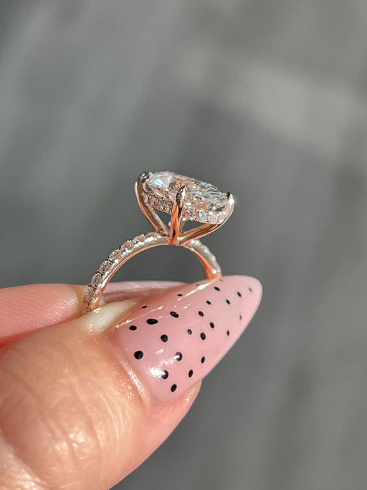 Stunning 3.50 CT Oval Moissanite Engagement Ring with Hidden Halo & Pave Design 2
