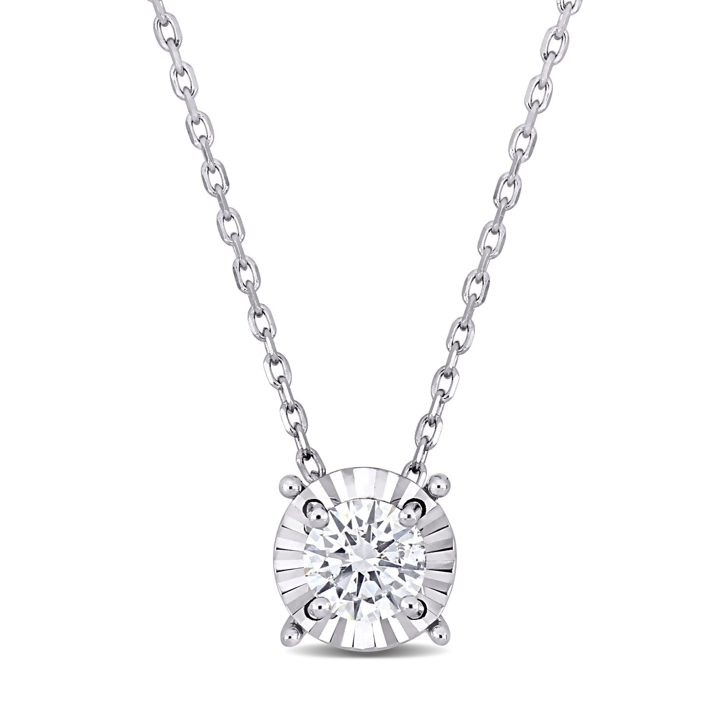 Round Cut Cubic Zirconia in 925 Sterling Silver Necklace 1