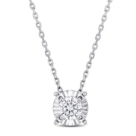 Round Cut Cubic Zirconia in 925 Sterling Silver Necklace 1