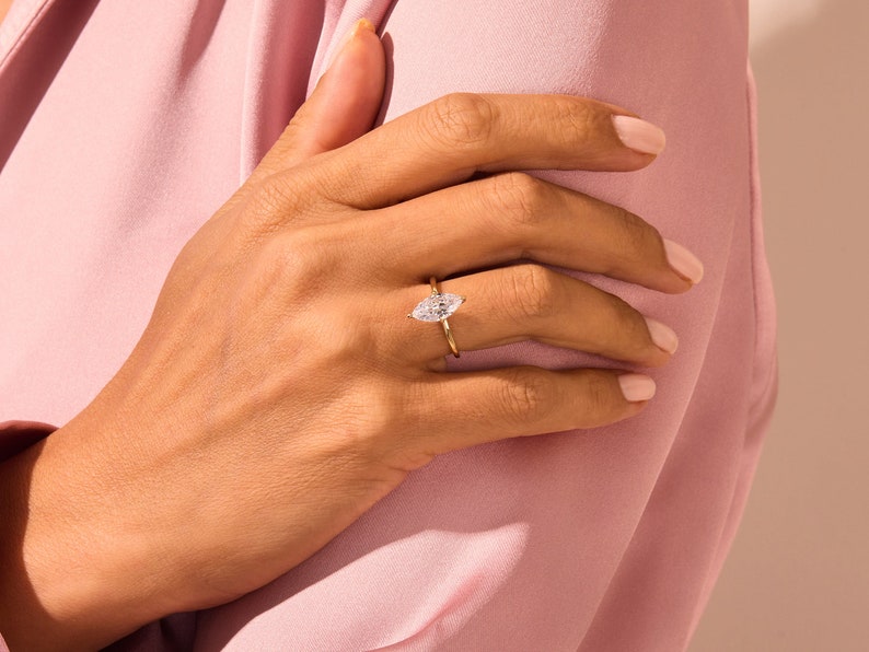 Stunning 1.5 CT Marquise Moissanite Engagement Ring with Solitaire Design 6