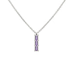 0.42 TCW Baguette Amethyst Lab Made Diamond- February Birthstone Three Stone Necklace 8