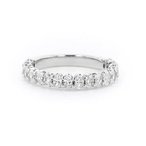 Stunning 0.4 TCW Oval Moissanite Stone in Half Eternity Wedding Band